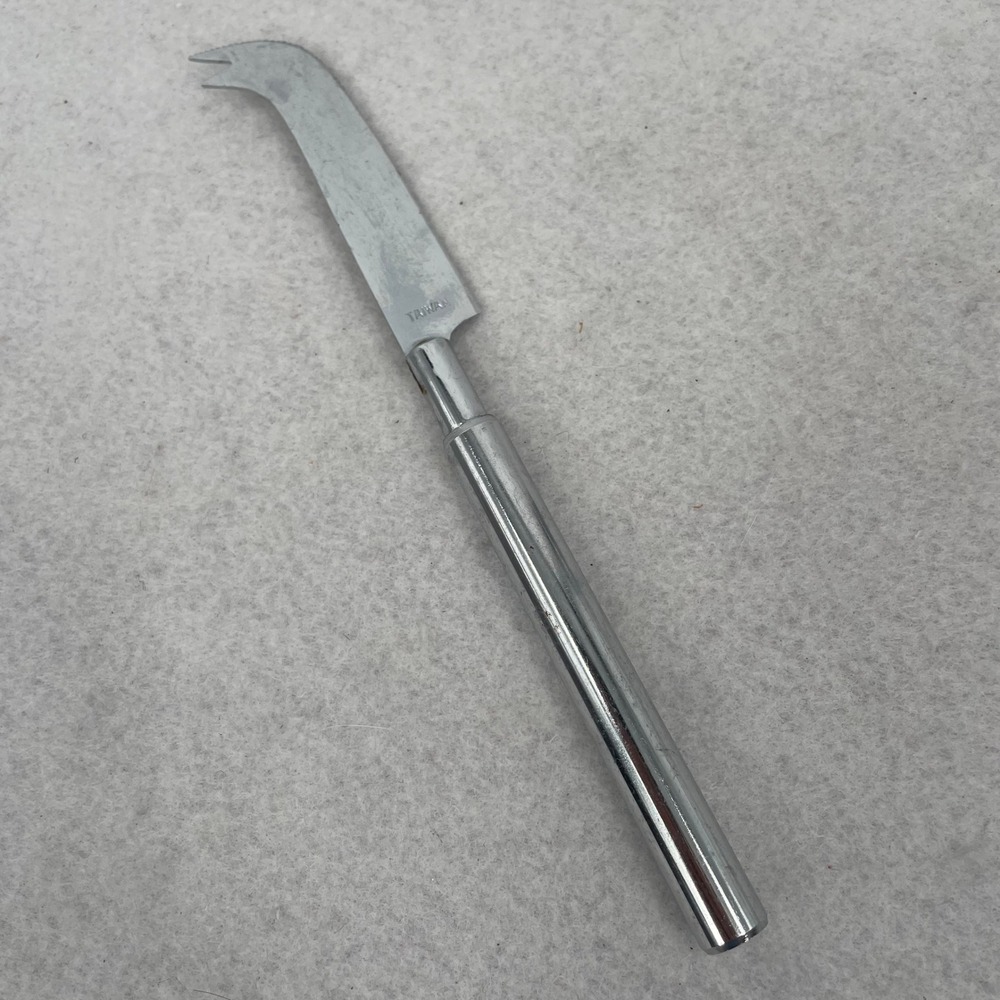 Vintage Stainless Steel Cheese Knife Slicer Fork Tip Taiwan Silver Tone 7.75 in